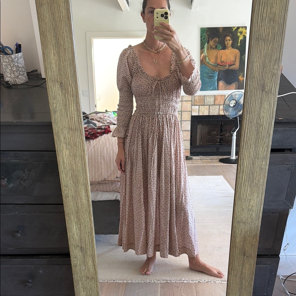 Doen Floral Smocked Maxi Dress in Dusty Rose